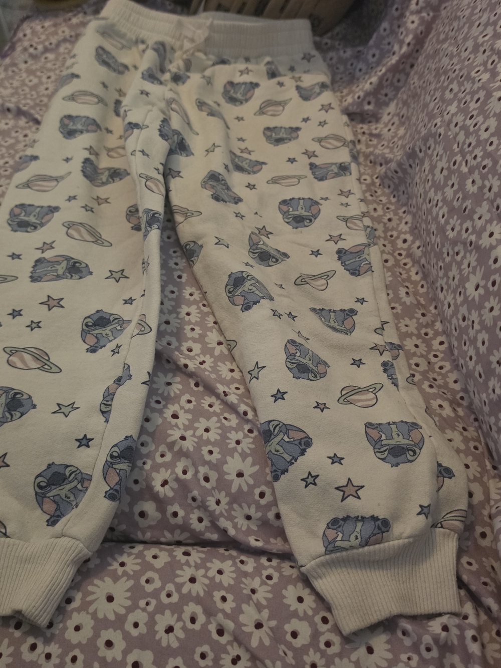 Kids Space Animal Print Joggers - White & Blue